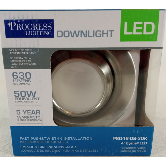 LED 4 inch Downlight Brushed Nickle Recessed Trim P8046-09-30K Progress Lighting - Picture 1 of 4